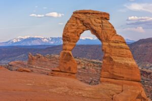 Delicate Arch At Sunset In Arches National Park In Utah