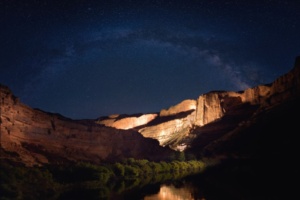 Canyons lit up on the Moab Evening Boat Cruise