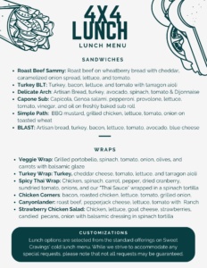 4x4 Lunch Menu Options